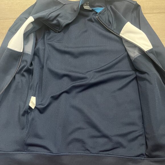 Lacoste Navy Blue and White Large Crocodile Athletic Jacket Size 3 Vintage - Picture 5 of 8